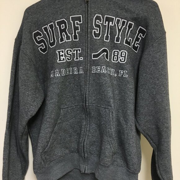 SURF STYLE HOODIE SMALL UNISEX PACIFIC & CO SURFING MADEIRA BEACH FL PREPPY GRAY - Picture 2 of 6